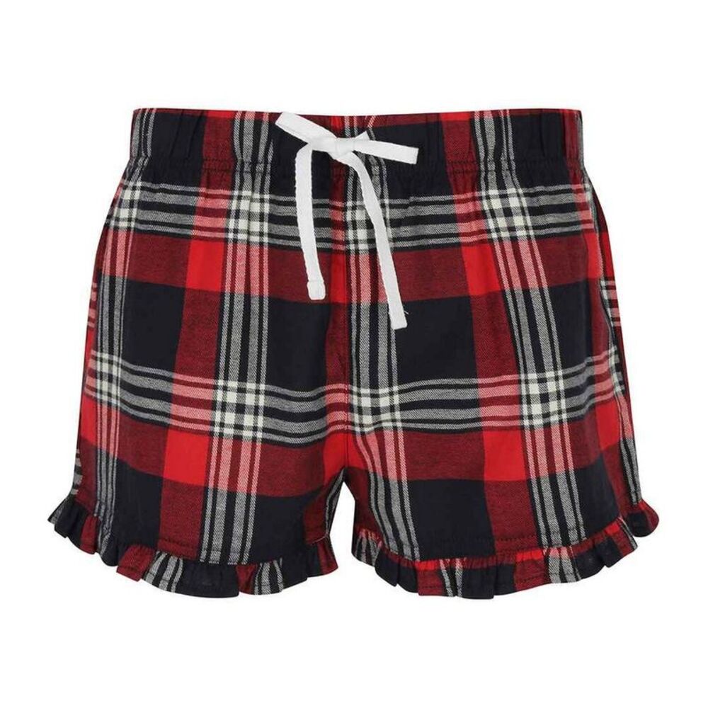 SF Womens/Ladies Tartan Frill Shorts / Red/Navy